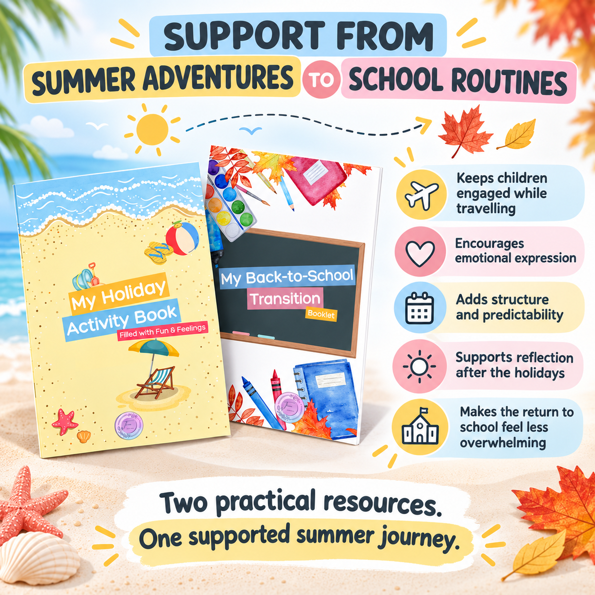 From Travel to Transition: Summer Support Bundle – My Holiday Activity Book & My Back to School Transition Booklet