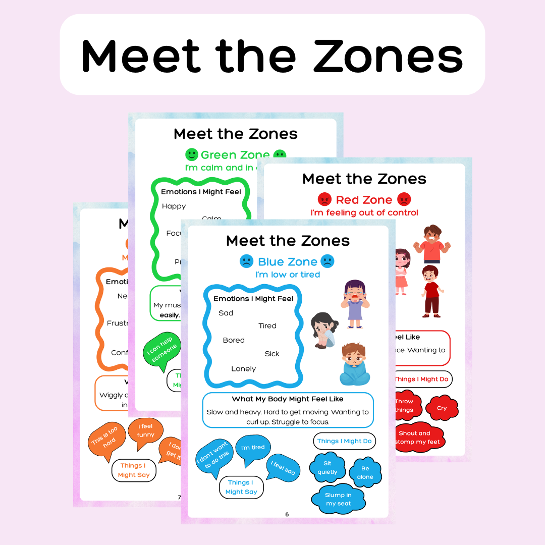My Emotions & Regulation Workbook for Kids | Zones of Regulation | Emotional Check-In Tool