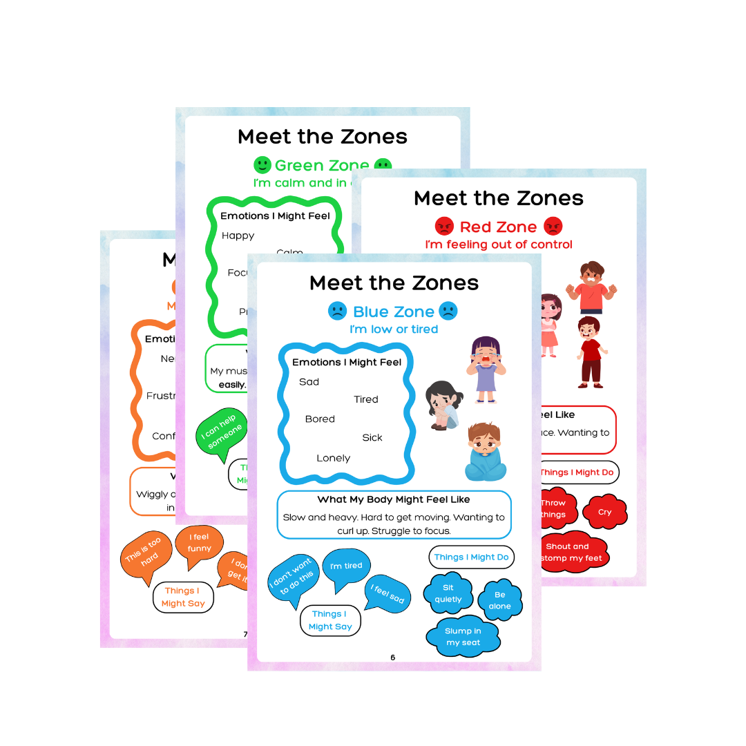 My Emotions & Regulation Workbook for Kids | Zones of Regulation | Emotional Check-In Tool