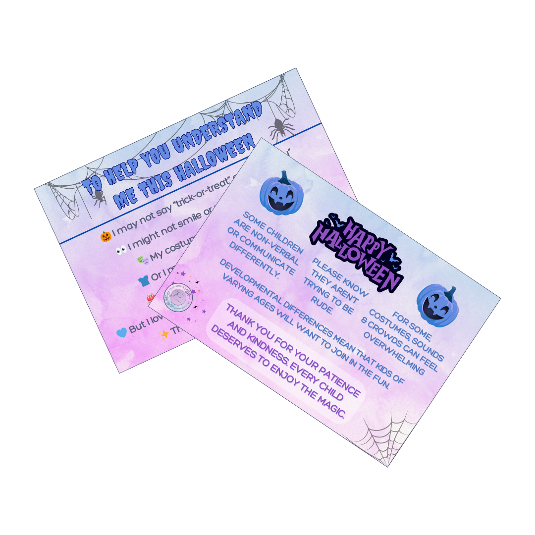 Halloween Trick-or-Treat Communication Cards | A7 Double-Sided Cards | Pack of 15