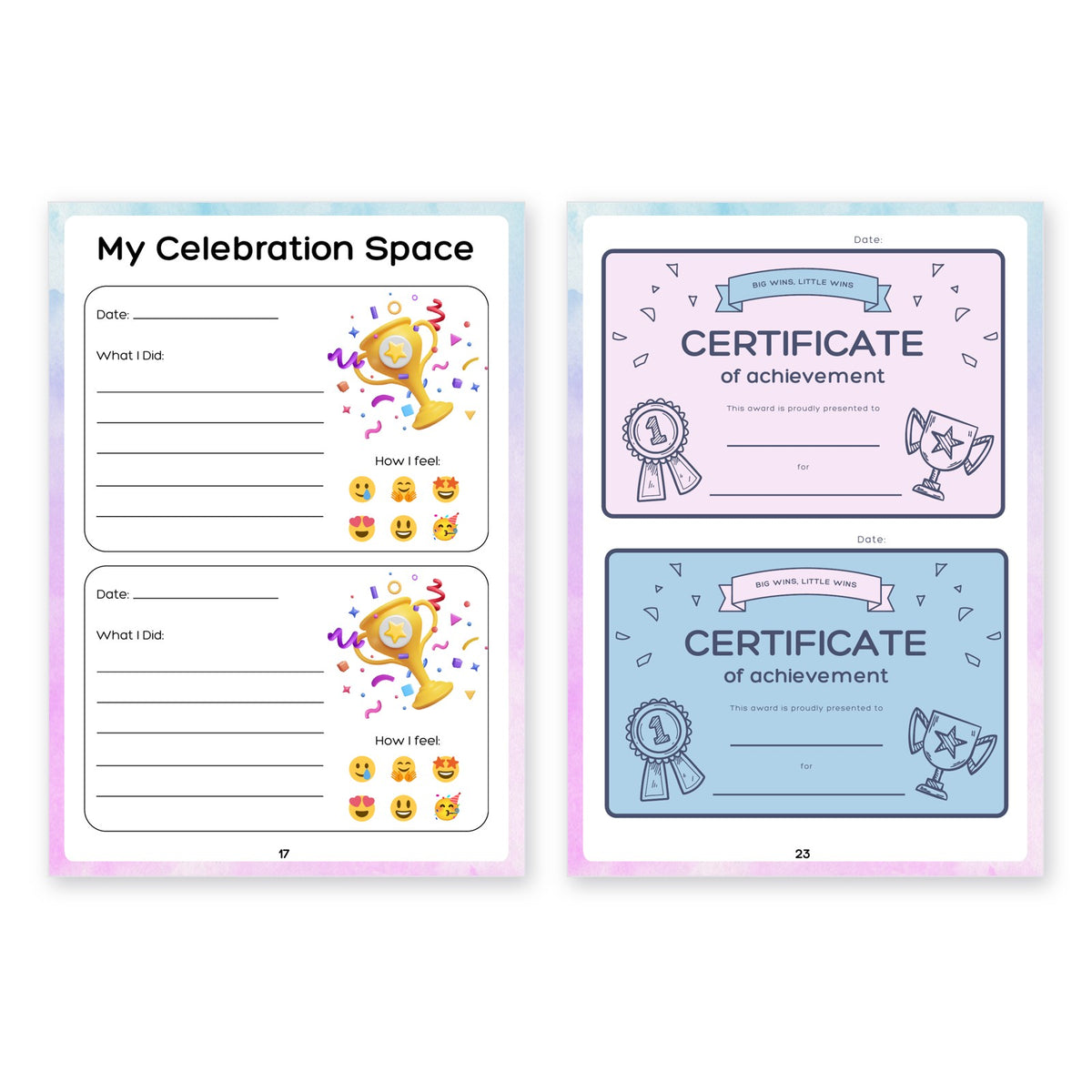My "Big Wins, Little Wins" Log | Printable Goal Tracker for Kids | Digital Download