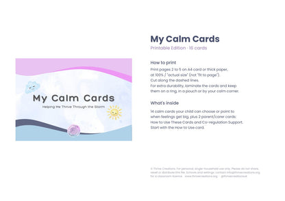 My Calm Cards | Printable Calm-Down Cards for Kids | Digital Download