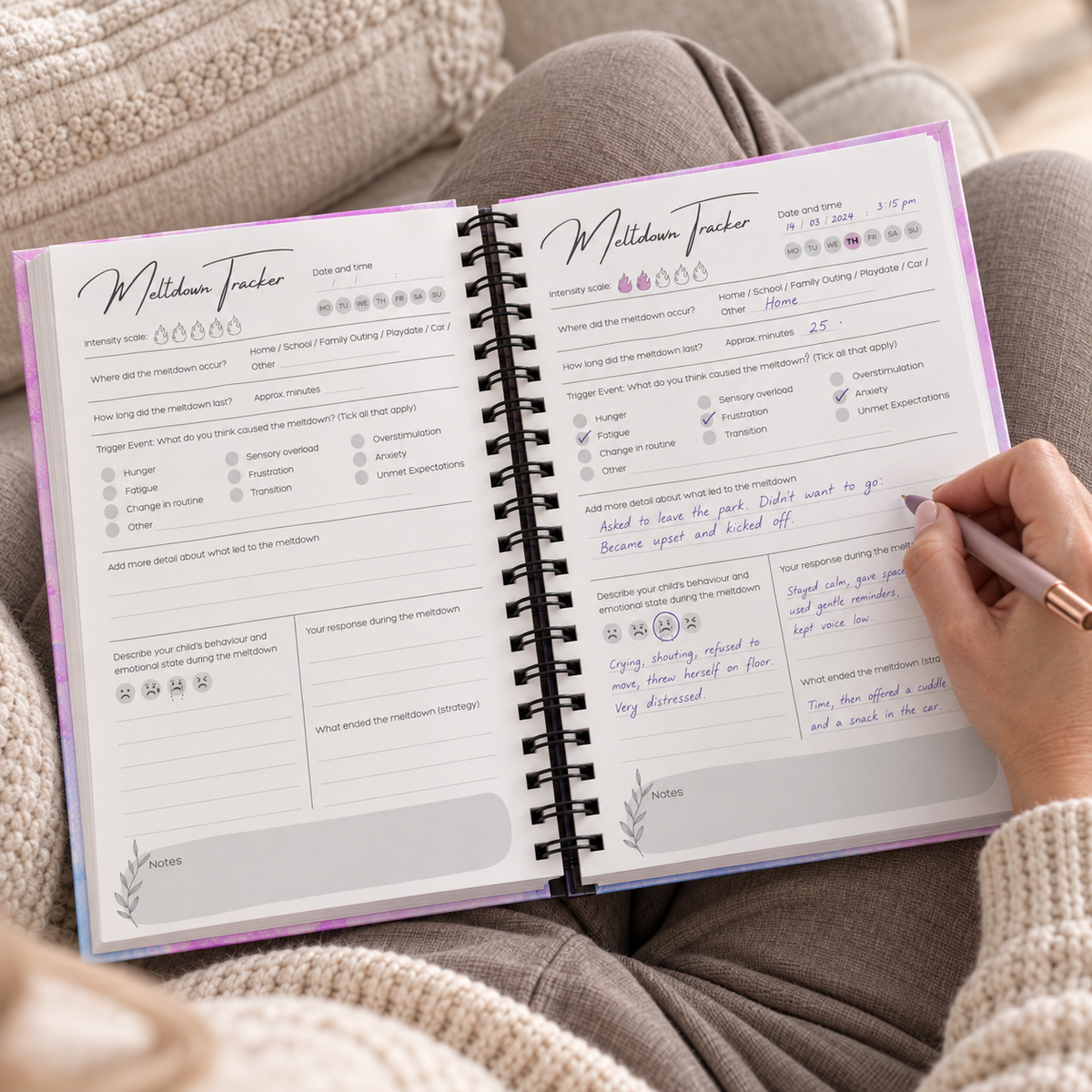 Don't Just Survive: Thrive journal, A5 wire-bound behaviour and meltdown tracker for SEN families, Thrive Creations — image 5