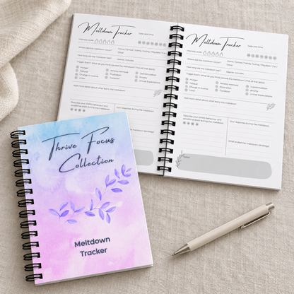 Meltdown Tracker, A5 wire-bound behaviour and trigger log for SEN parents, Thrive Creations — image 2