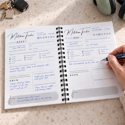 Meltdown Tracker, A5 wire-bound behaviour and trigger log for SEN parents, Thrive Creations — image 3