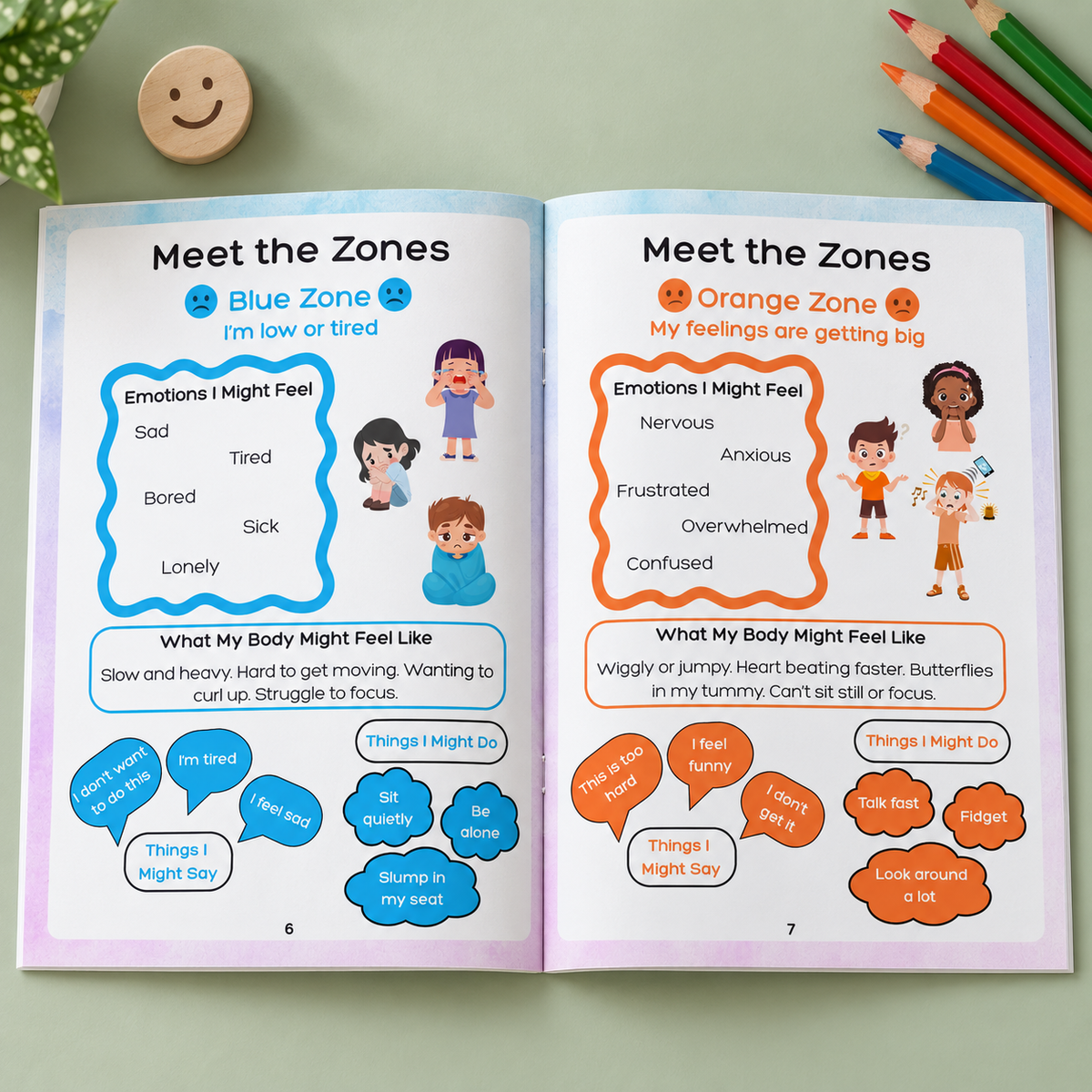 My Emotions & Regulation Workbook for Kids | Zones of Regulation | Emotional Check-In Tool