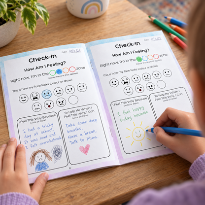 My Emotions & Regulation Workbook for Kids | Zones of Regulation | Emotional Check-In Tool