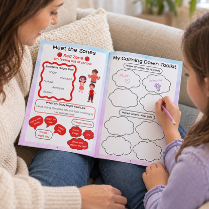 My Emotions & Regulation Workbook for Kids | Zones of Regulation | Emotional Check-In Tool
