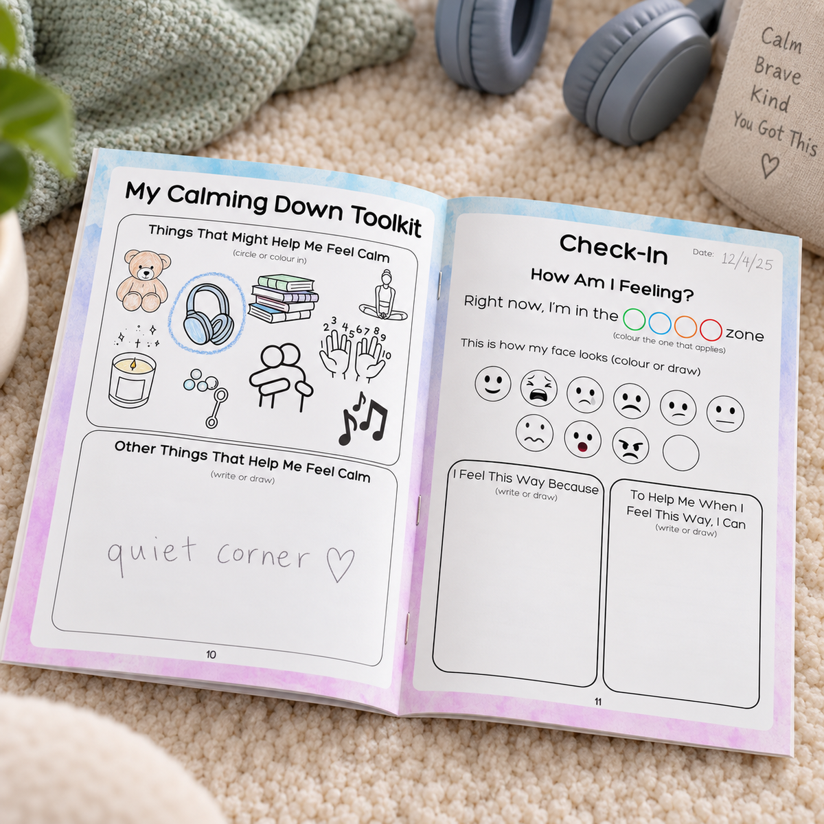 My Emotions & Regulation Workbook for Kids | Zones of Regulation | Emotional Check-In Tool