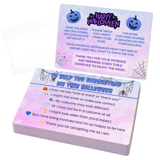 Halloween Trick-or-Treat Communication Cards | A7 Double-Sided Cards | Pack of 15