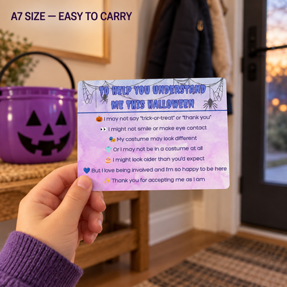 Halloween Trick-or-Treat Communication Cards | A7 Double-Sided Cards | Pack of 15