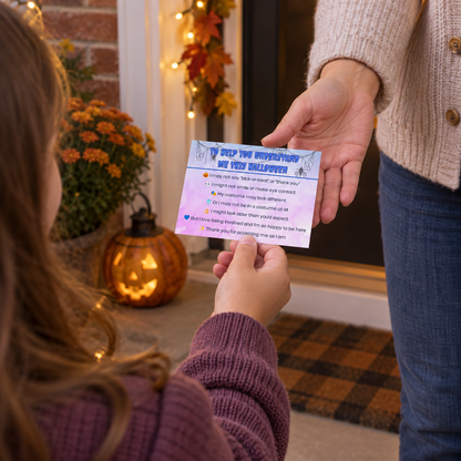 Halloween Trick-or-Treat Communication Cards | A7 Double-Sided Cards | Pack of 15