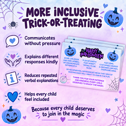 Halloween Trick-or-Treat Communication Cards | A7 Double-Sided Cards | Pack of 15