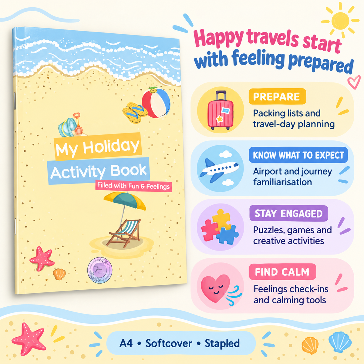 My Holiday Activity Book | Filled With Fun & Feelings | Vacation Survival Tool | Travel Companion | Regulate, Play & Explore