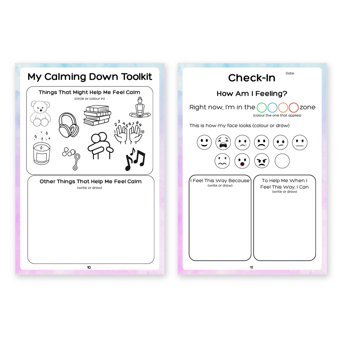My Emotions & Regulation Workbook | Printable Zones of Regulation Workbook for Kids | Digital Download