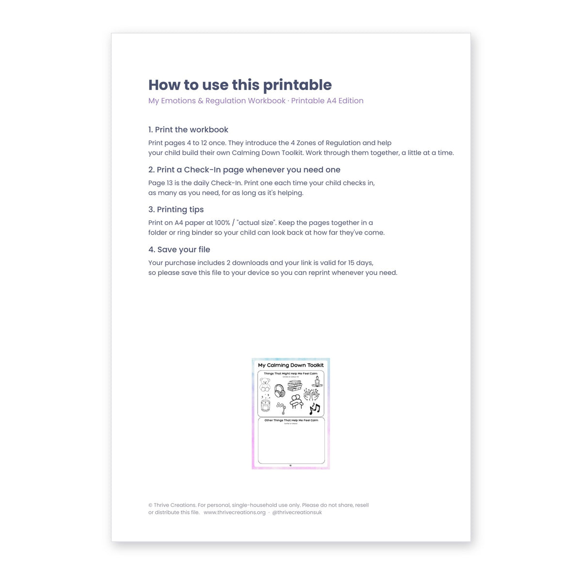My Emotions & Regulation Workbook | Printable Zones of Regulation Workbook for Kids | Digital Download