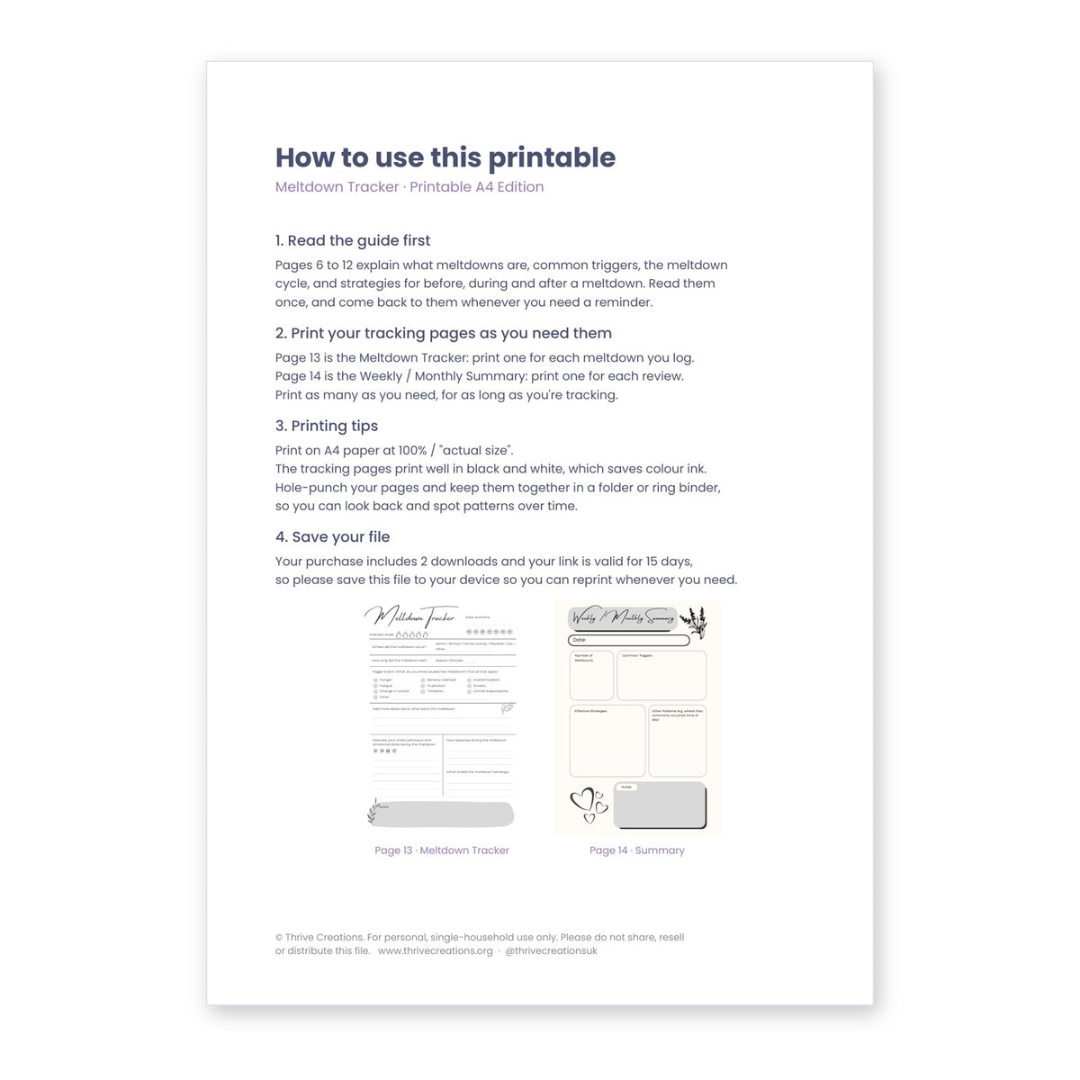 Meltdown Tracker | Printable Meltdown Log & Guide for SEN Parents | A4 Digital Download