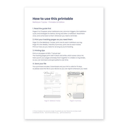 Meltdown Tracker | Printable Meltdown Log & Guide for SEN Parents | A4 Digital Download