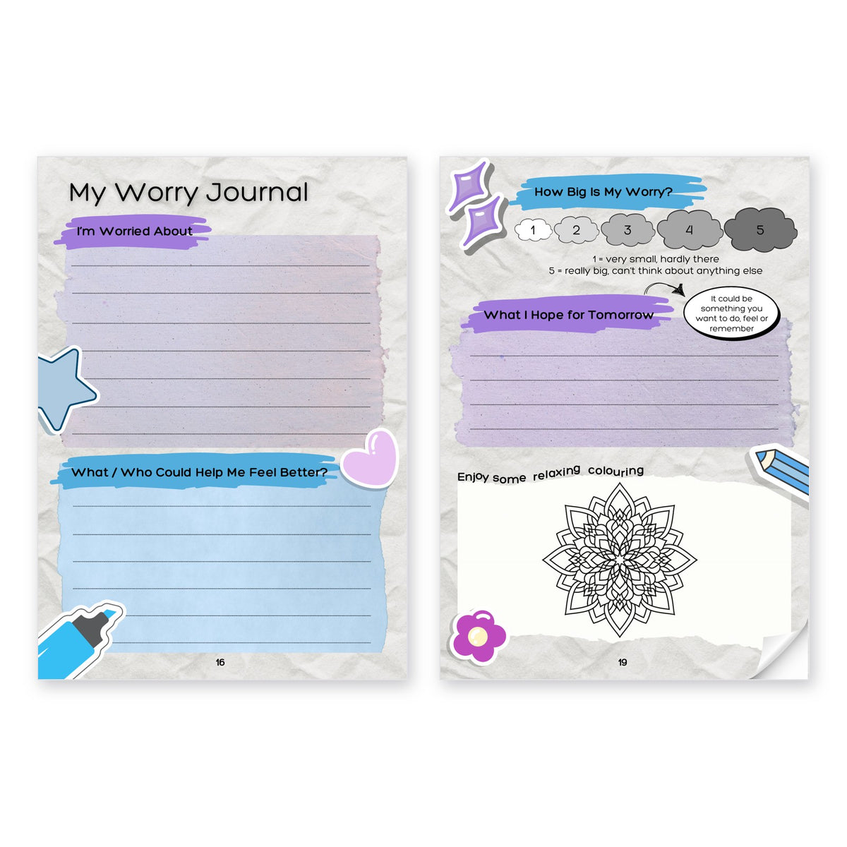 My Worry Workbook | Printable Worry & Anxiety Workbook for Kids | Digital Download