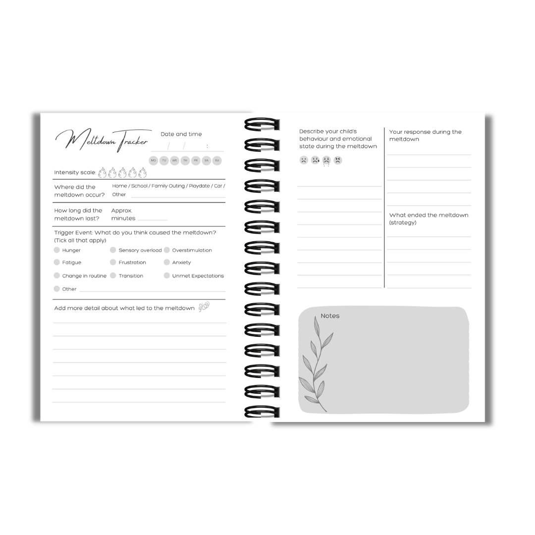 Meltdown Tracker Extension | Thrive Focus Collection | Behaviour & Trigger Log for SEN Parents of Children with Autism & ADHD | A6 Journal