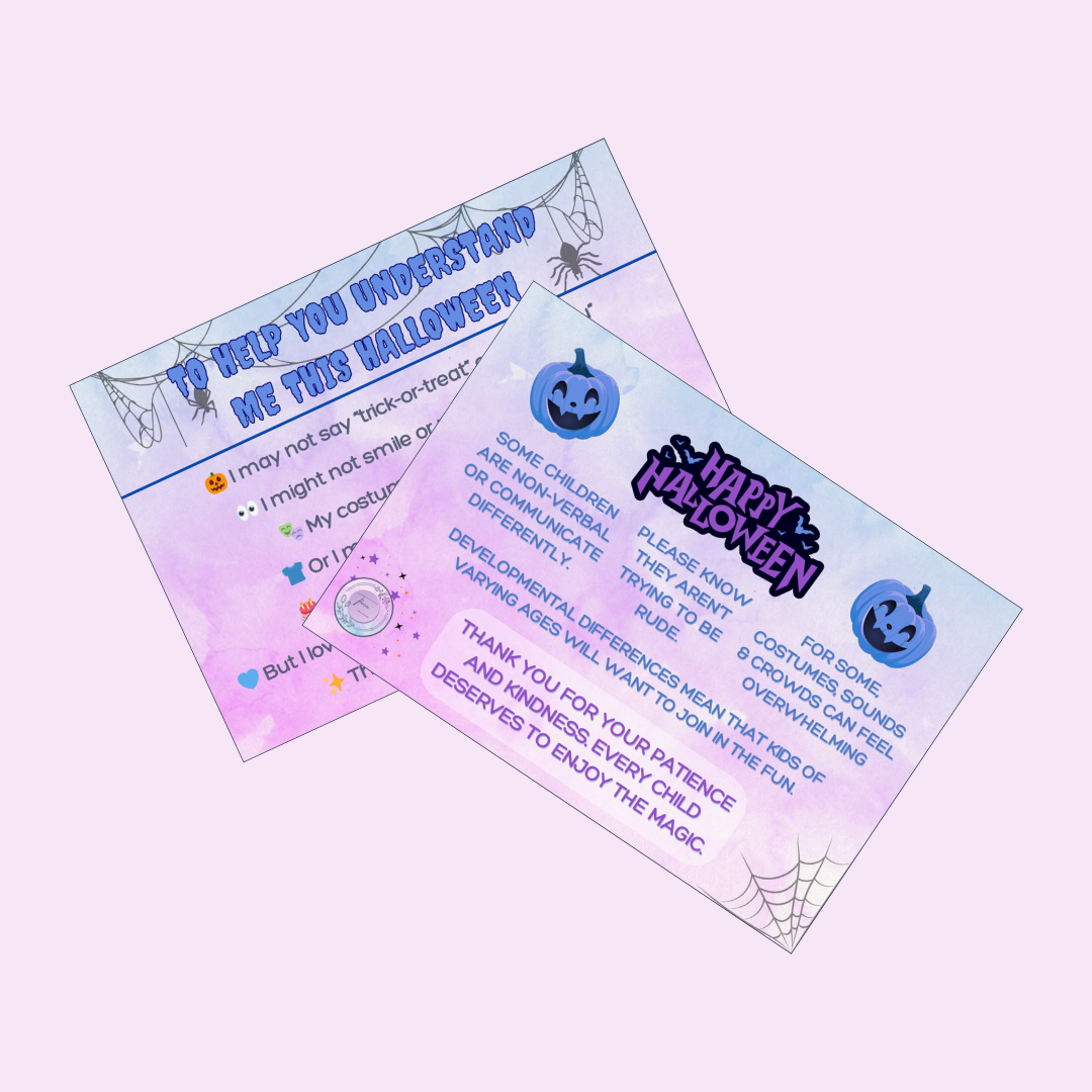 Halloween Trick-or-Treat Communication Cards | A7 Double-Sided Cards | Pack of 15