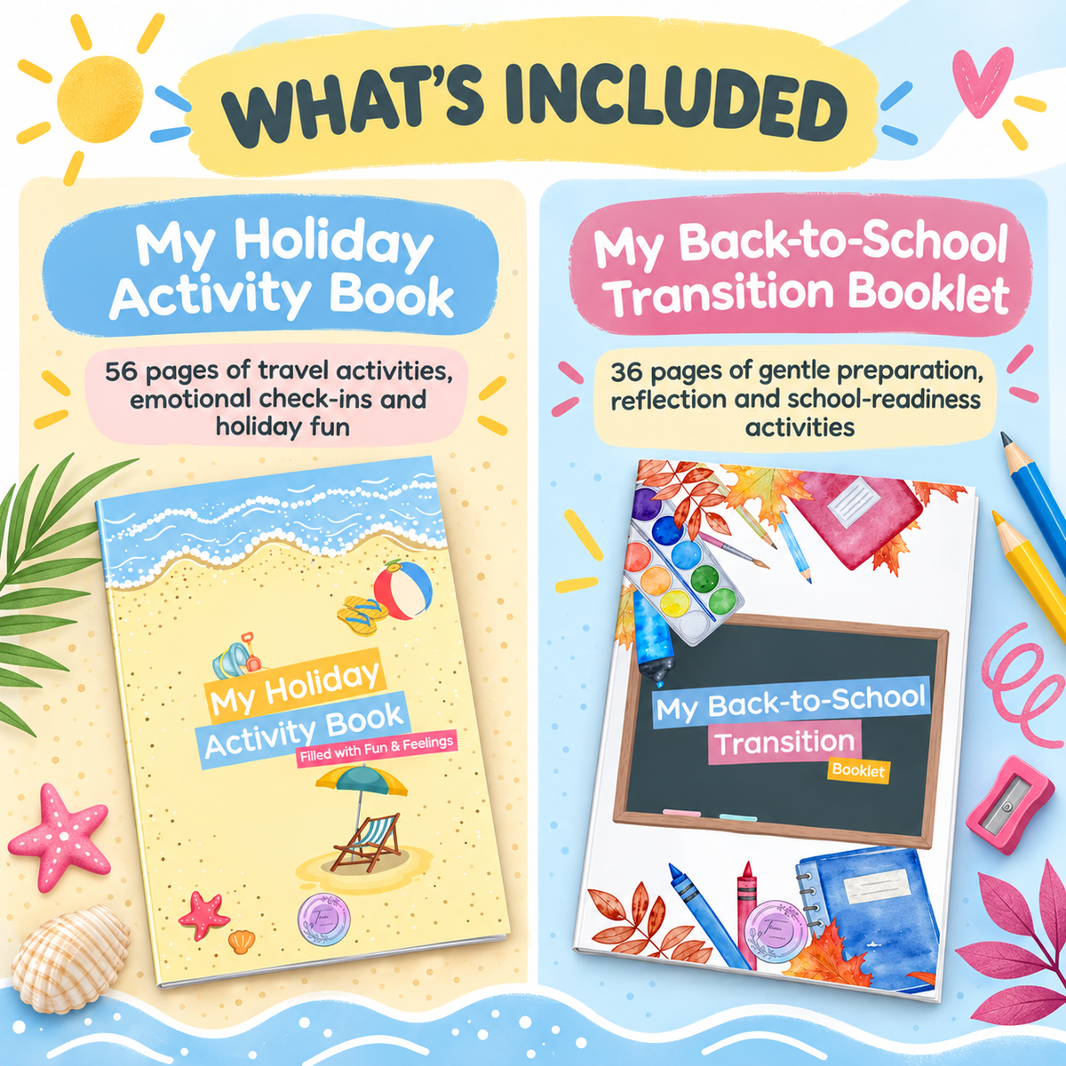 From Travel to Transition: Summer Support Bundle – My Holiday Activity Book & My Back to School Transition Booklet